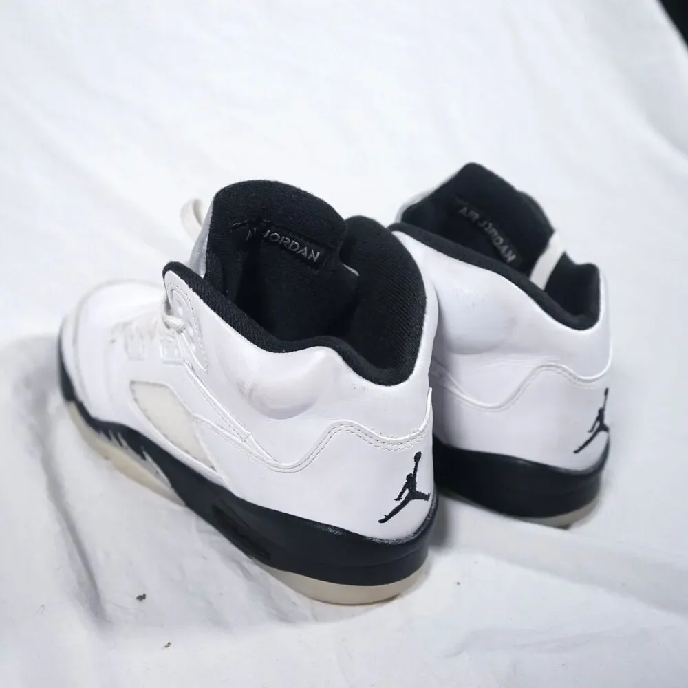 Nike Air Jordan 5 Reverse Metallic White Black GS 4.5Y 440888-110 Minty